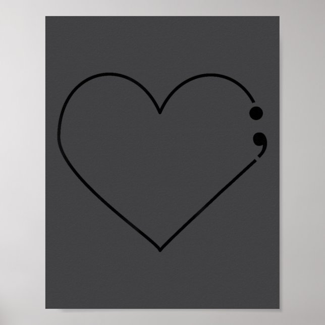 Semicolon Heart Mental Health Awareness Therast De Poster (Vorne)