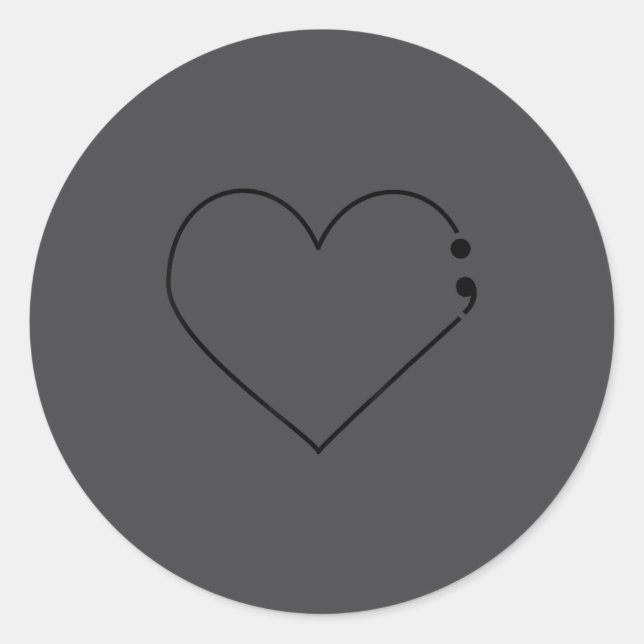 Semicolon Heart Mental Health Awareness Therast De Runder Aufkleber (Vorderseite)