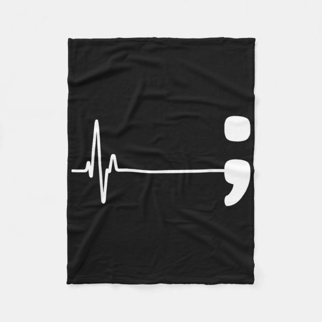 Semicolon Heartbeat Flatline Suicide Prevention Aw Fleecedecke (Vorderseite)