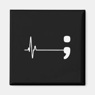 Semicolon Heartbeat Flatline Suicide Prevention Aw Magnet