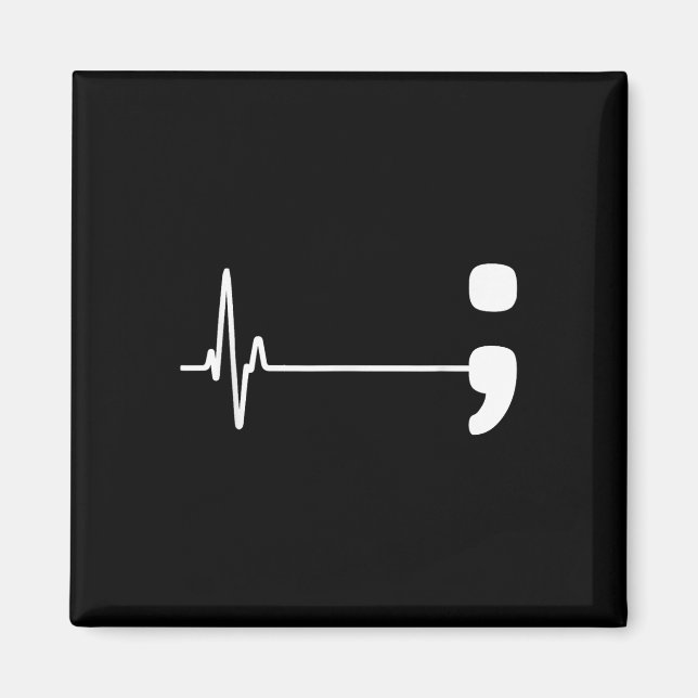 Semicolon Heartbeat Flatline Suicide Prevention Aw Magnet (Vorne)