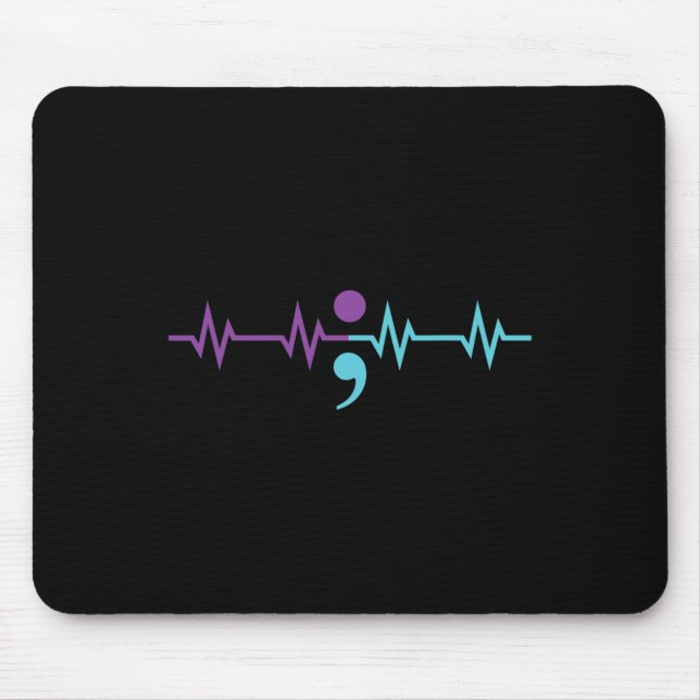 Semicolon Heartbeat Suizidprävention A Mousepad (Vorne)