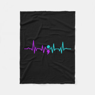 Semicolon Heartbeat Suizidprävention Bewusstsein Fleecedecke