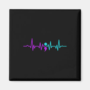 Semicolon Heartbeat Suizidprävention Bewusstsein Magnet