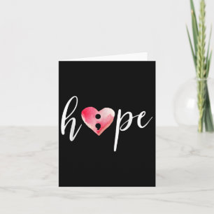 Semicolon Hope Heart Watercolor T Shirt - Suizid Karte
