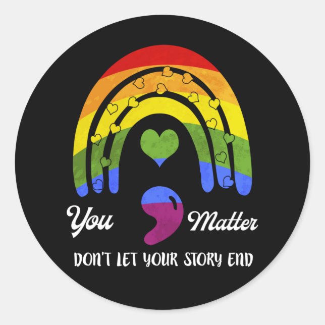 Semicolon Mental Health Awareness Lasse Ihnen nich Runder Aufkleber (Vorderseite)