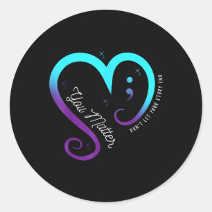 Semicolon Mental Health Awareness Suicide Preventi Runder Aufkleber