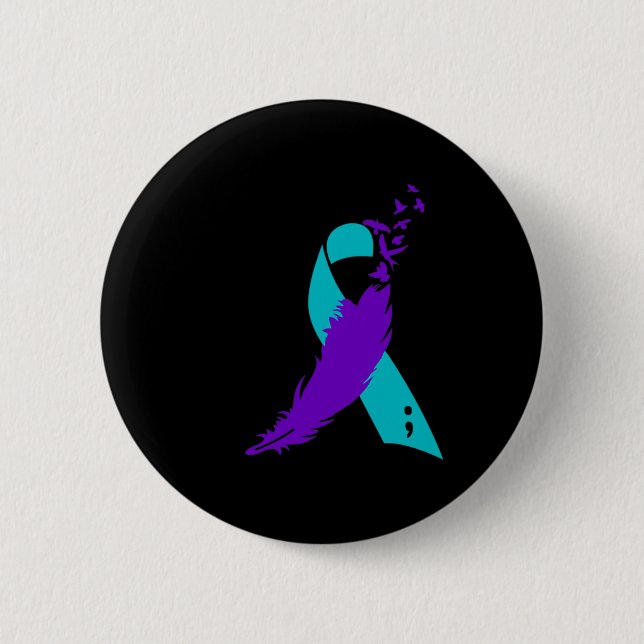 Semicolon Suicide Awareness Ribbon Button (Vorderseite)
