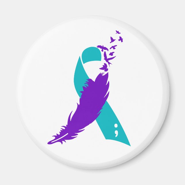 Semicolon Suicide Awareness Ribbon Magnet (Vorne)