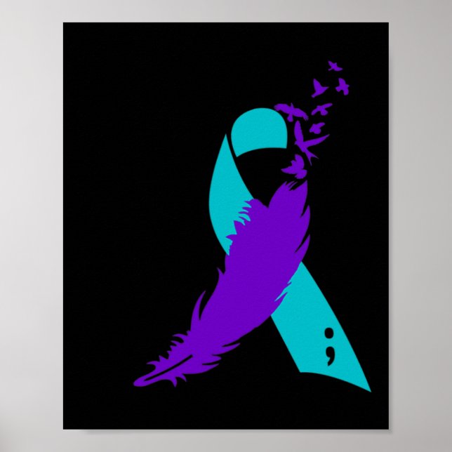 Semicolon Suicide Awareness Ribbon Poster (Vorne)