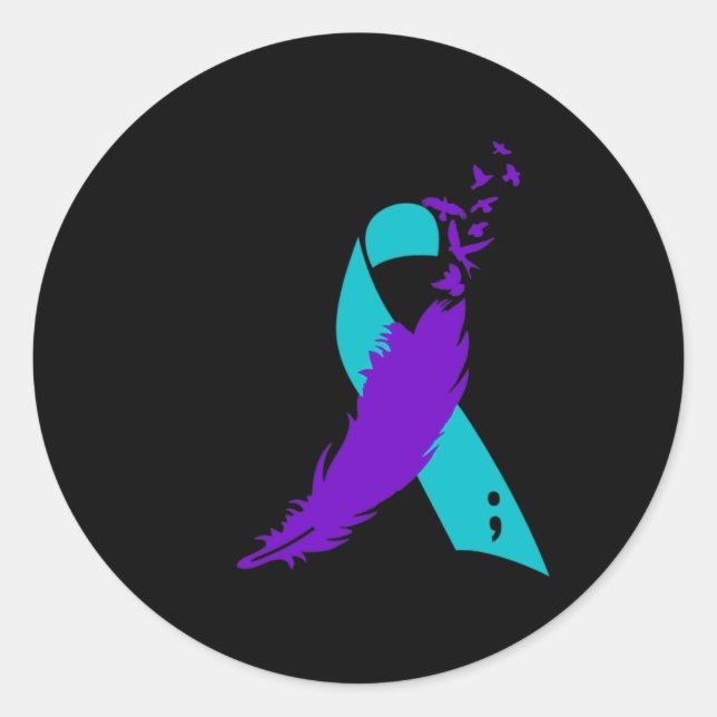 Semicolon Suicide Awareness Ribbon Runder Aufkleber (Vorderseite)