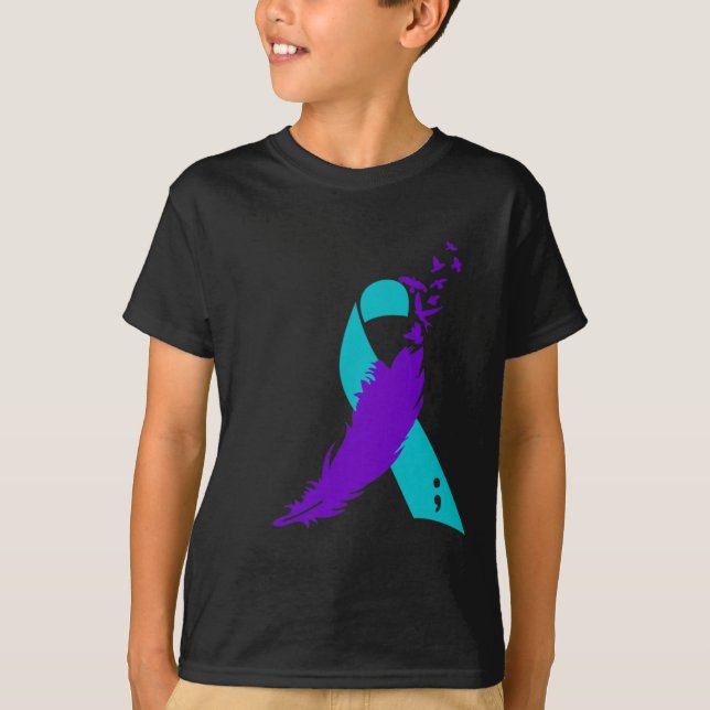 Semicolon Suicide Awareness Ribbon T-Shirt (Vorderseite)