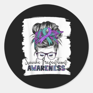 Semicolon Suicide Bewusstsein Messy Haair Bun Brus Runder Aufkleber