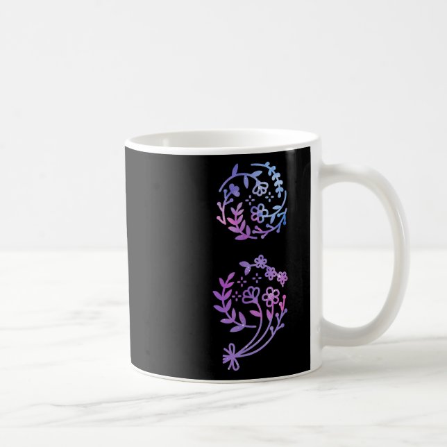 Semicolon Suicide Prevention Awareness Blume Aquam Kaffeetasse (Rechts)