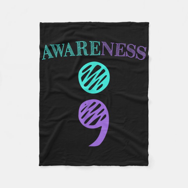 Semicolon Suicide Prevention Awareness Fleecedecke (Vorderseite)