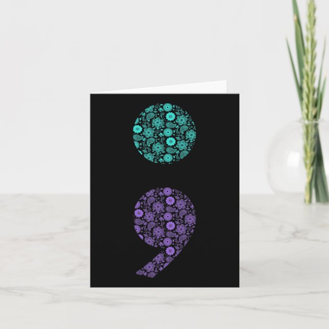 Semicolon Suicide Prevention Awareness Karte (Vorderseite)