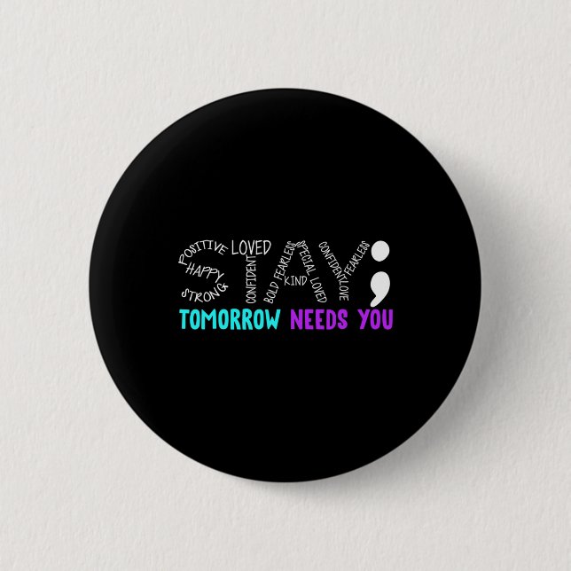 Semicolon Suicide Prevention Awareness Mental Button (Vorderseite)