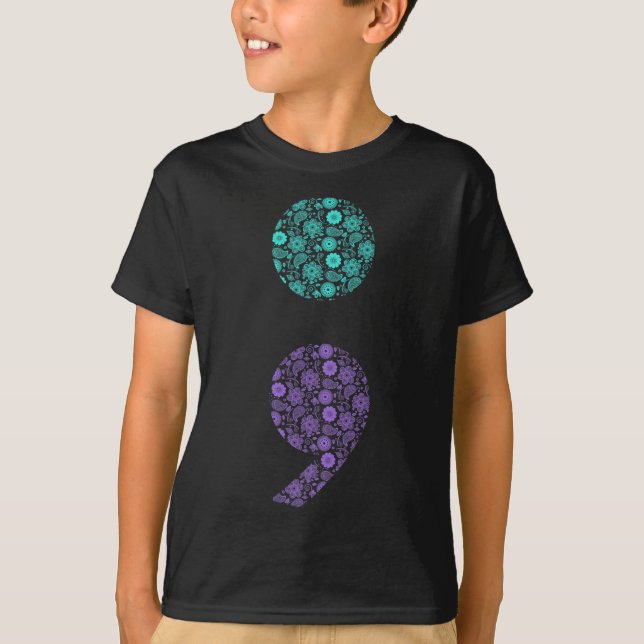 Semicolon Suizidprävention Bewusstsein 1 T-Shirt (Vorderseite)