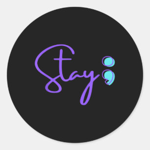 Semicolon Suizidprävention Bewusstsein _2 Runder Aufkleber