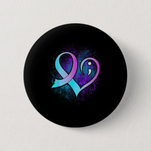 Semicolon Suizidprävention Shirt Psychische Gesund Button