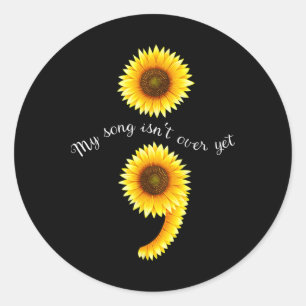 Semicolon Sunflove verbreitet Mental Health Awaren Runder Aufkleber