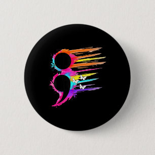 Semicolon Symbol Mental Health Suicide Prevention Button