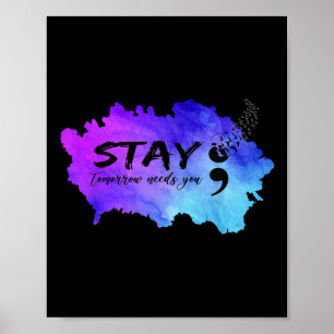 Semicolon Tomorrow braucht Selbstmordprävention Poster