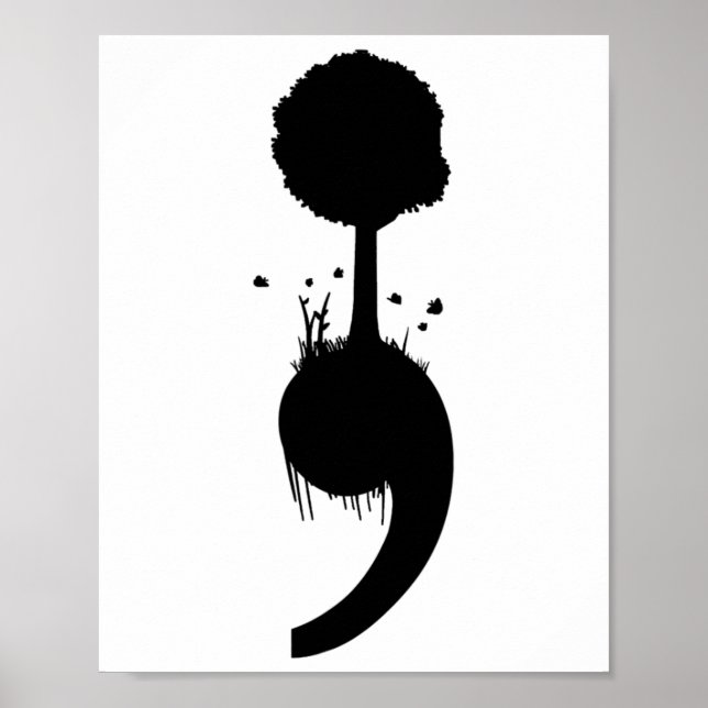Semicolon Tree Suizid Depression Prevention Poster (Vorne)
