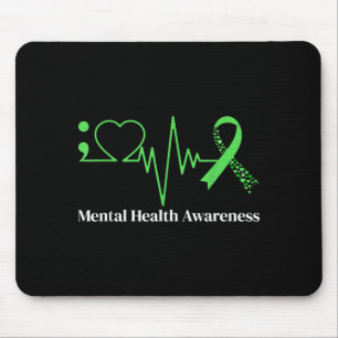 Semikolon Herzschlag Grünes Band Psychische Gesund Mousepad