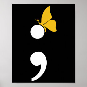 Semikolon Schmetterling Suizid Depression Präventi Poster