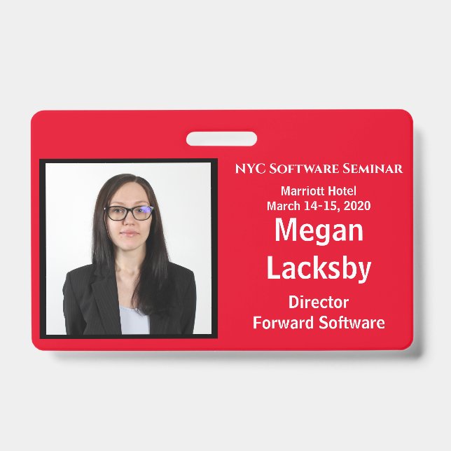 Seminar in Rot und Weiß Horizontal Ausweis (Vorderseite)