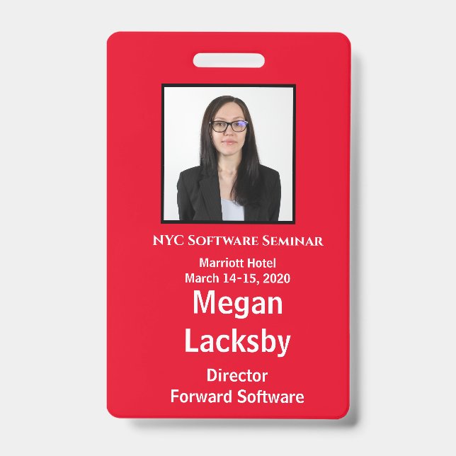 Seminar-Teilnehmer rot und weiß vertikal Ausweis (Vorderseite)