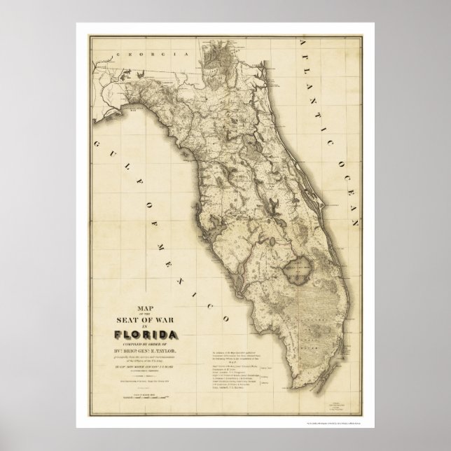 Seminole War Florida Karte 1839 Poster (Vorne)