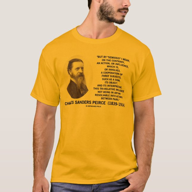 Semiosis drei Thema-Zeichen-Gegenstand Peirce T-Shirt (Vorderseite)