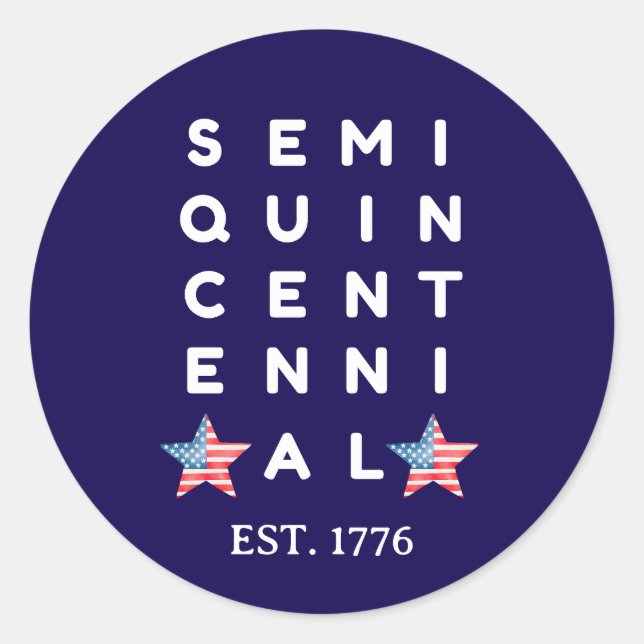 Semiquincentennial 250th American Independence Runder Aufkleber (Vorderseite)