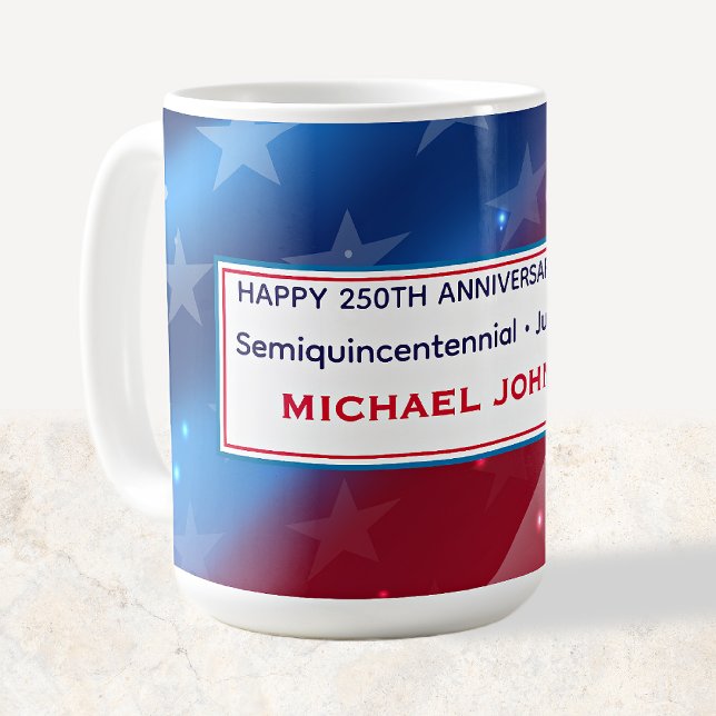 Semiquincentennial Colorful Patriotic Flag Pattern Kaffeetasse (Von Creator hochgeladen)
