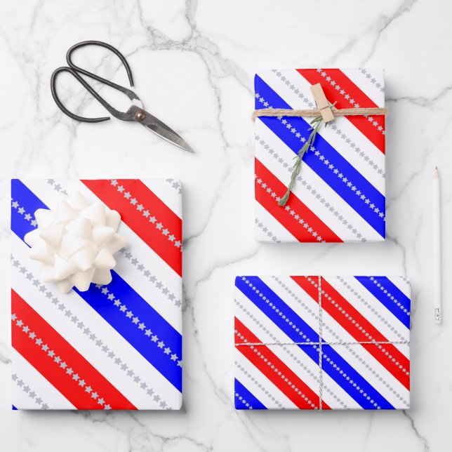 Semiquincentennial Stars & Stripes Americana  Geschenkpapier Set (Vorderseite)