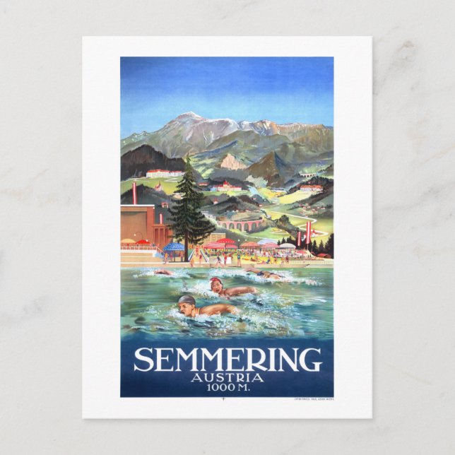 Semmering Austria Vintage Poster 1928 Feiertagspostkarte (Vorderseite)