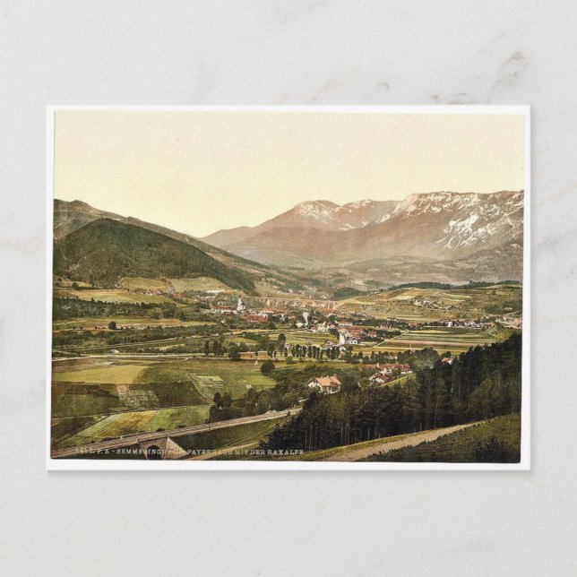 Semmering Railway, Payerbach mit der Raxalpe, Sty Postkarte (Vorderseite)