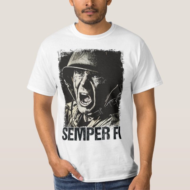 ✪ SEMPER FI ✪ immer treuer Veteran Soldat T-Shirt (Vorderseite)
