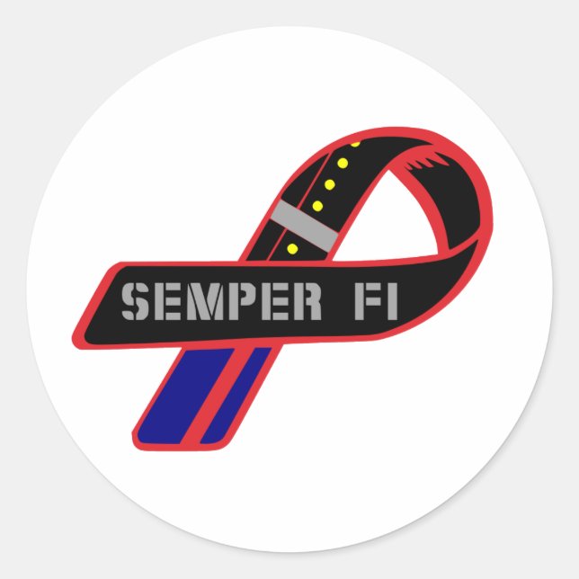 Semper Fi Ribbon Runder Aufkleber (Vorderseite)