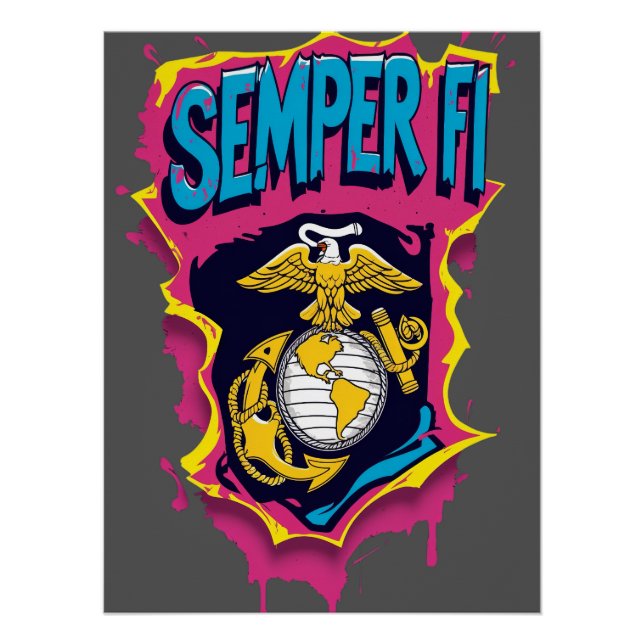Semper Fi USMC Military Marine Poster (Vorderseite)
