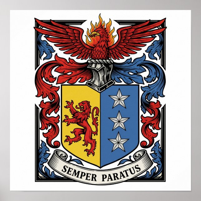 Semper Paratus Heraldic Coat of Arms Poster (Vorne)