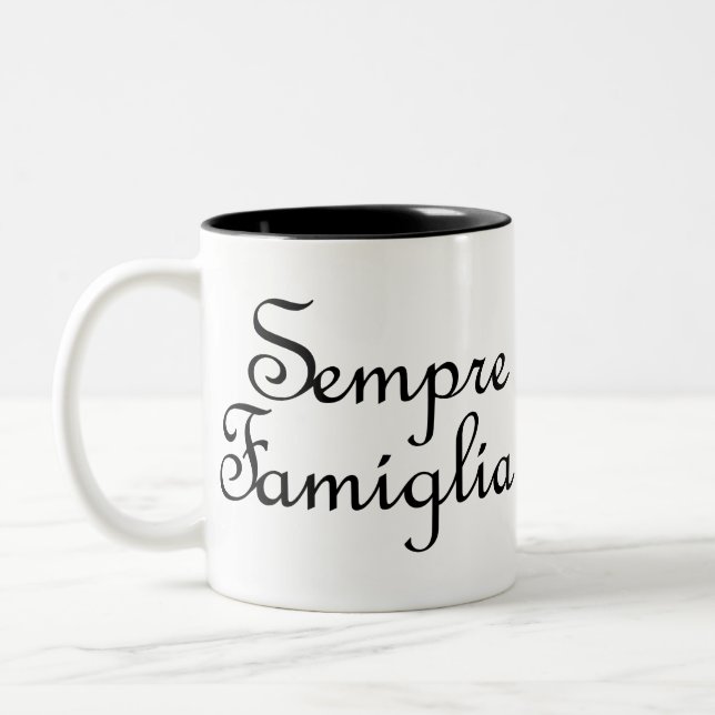 Sempre Famiglia - Italienisch - Immer Familie Zweifarbige Tasse (Links)