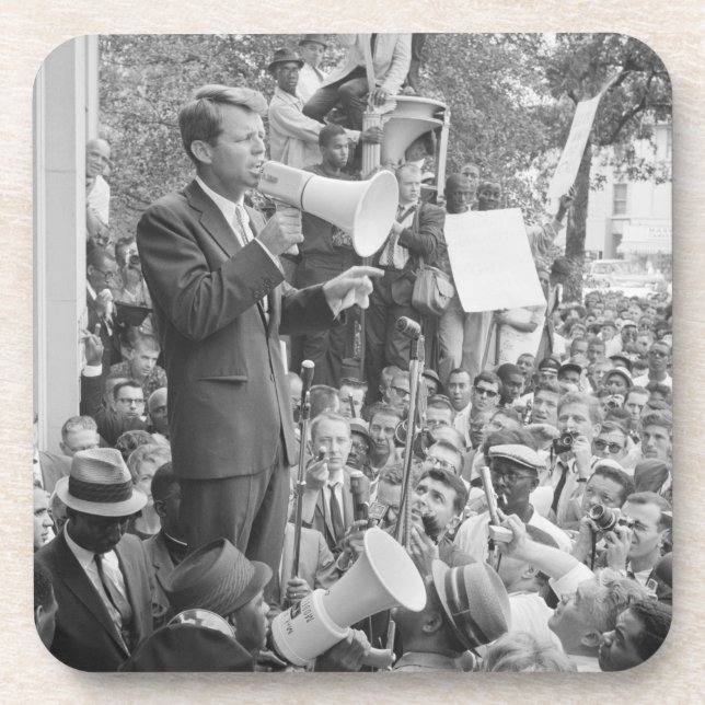 Sen. Robert Kennedy Campaigning für US-Präsident Getränkeuntersetzer (Vorderseite)