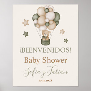 Señal de bienvenida de Teddy Bear Baby Shower Boy Poster