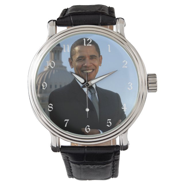 Senator Portrait, amerikanischer Präsident Barack  Armbanduhr (Vorderseite)