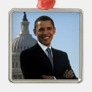 Senator Portrait, amerikanischer Präsident Barack  Ornament Aus Metall