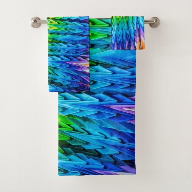 Senbazuru oder eintausend Origami-Krane Badhandtuch Set (Insitu)