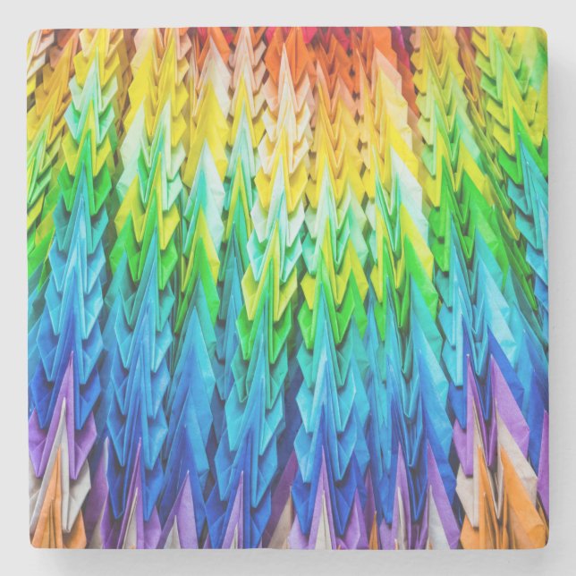 Senbazuru oder eintausend Origami-Krane Steinuntersetzer (Vorderseite)